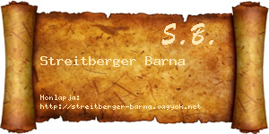 Streitberger Barna névjegykártya